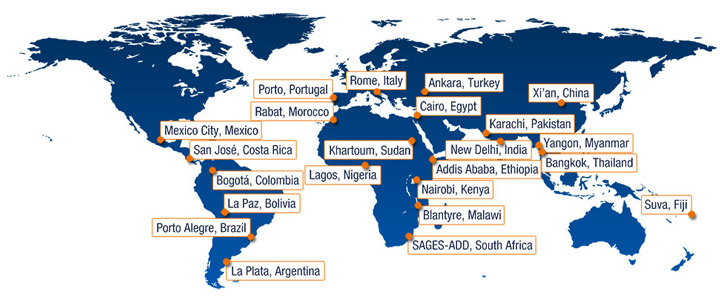 WGO Training Centers map